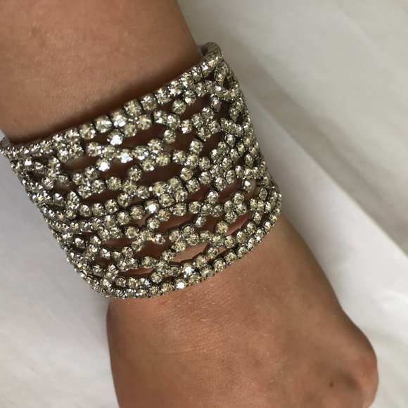 3/$15 Flexible Rhinestone Diamond Cuff Bracelet - Picture 2 of 5